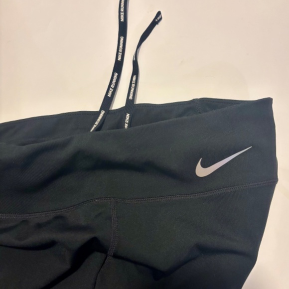 Nike Dry Fit Black Large Running Pants/tights with zipper cuff Athletic Workout - Picture 9 of 9